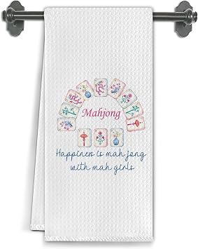 Chinoiserie Friendship Mahjong with Mah Girls Kitchen Towels, Mahjong Gifts for Women Dish Tea Towels for Kitchen Decor,