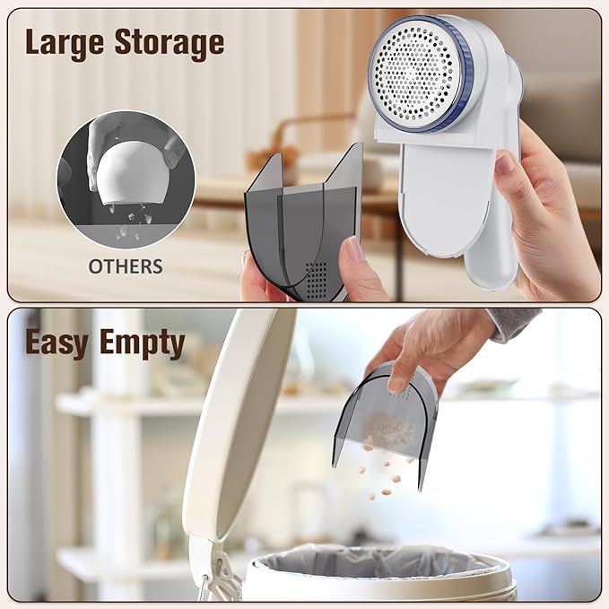 DBC Fabric Shaver with 15000r/Min Powerful Motor, LED Display, 3-Speeds, 6-Leaf Blades, Large Shaving Head Lint Remover for Clothes, Lint Ball, Furniture, Fuzz - Pink & White