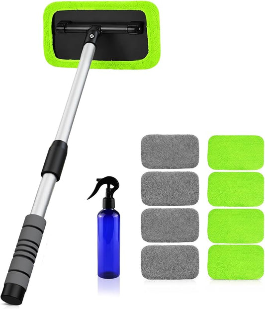 XINDELL Interior Windshield Cleaner Tool – Car Window Cleaning Tool 22inch Extendable Long Handle for Easy Cleaning, 9pc