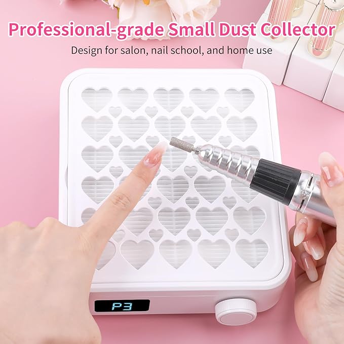BQAN Nail Dust Collector with 4200RPM Fan - Portable Nail Vacuum Cleaner with Reusable Filter for Acrylic Gel Nail Dust, Professional Nail Tech & Home Manicure Tool (White)