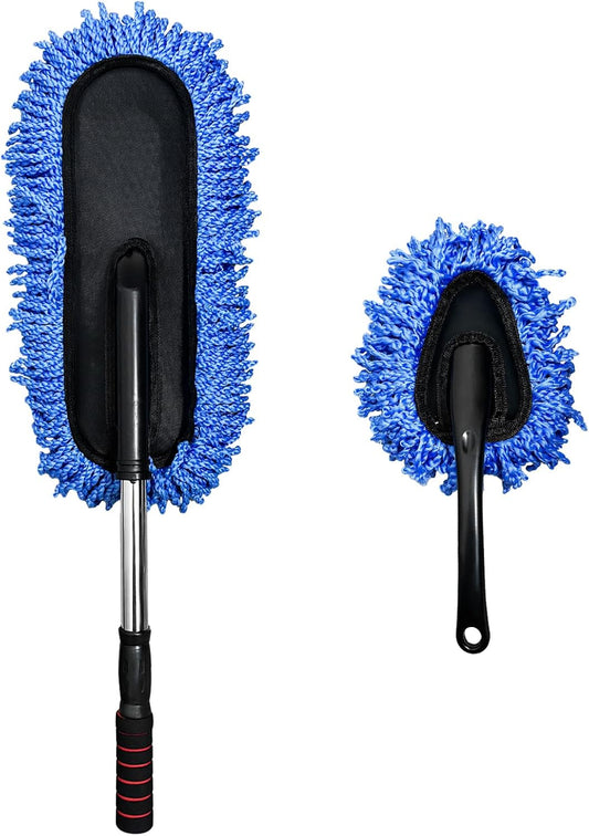 2 PCS Microfiber Car Dusters, Scratch Free Auto Interior Cleaning Brush with Extendable Handle