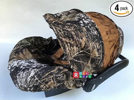 Rosy Kids Infant Carseat Canopy Cover 3pc Whole Caboodle, Baby Car Seat Cover Outdoor Kit, Oak Tree Camouflage Faux Sued