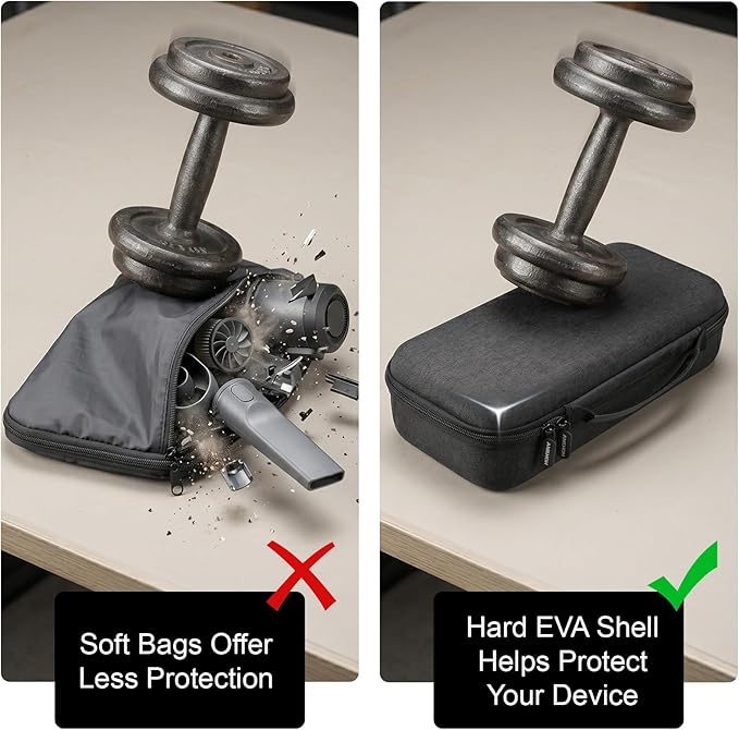 ANKHOH Hard EVA Case for HOTO for Voice-Tank 4-in-1 Car Vacuum Air Duster, Protective Storage Organizer for Auto Detailing & Office Keyboard Cleaning Kit, Fits Mini Vac & Accessories - Black
