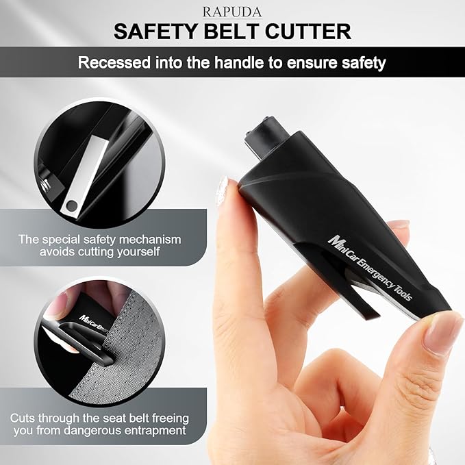 RAPUDA Window Breaker Seatbelt Cutter,3-in-1 Mini Glass Breaker, 3 Pack Car Escape Tool for Land and Underwater,Keychain Car Emergency Tool（Black/Green/Blue）