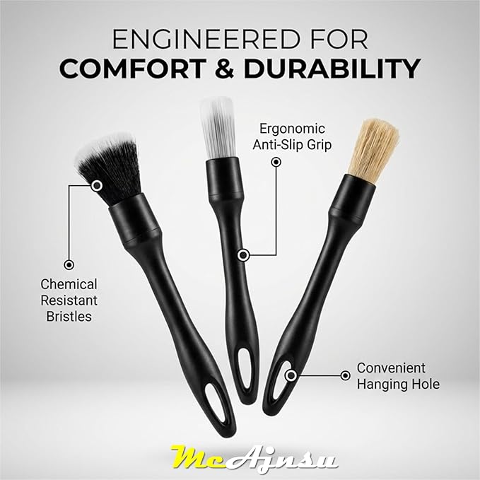 8-Piece Car Interior Detailing Kit - 160g Non-Sticky Gel (128% More Than 70g), Ultra-Soft Detail Brush, Boars Hair Brushes, Dual-Head Vent Brush, Towel & Bag | for Cars, Trucks, SUVs