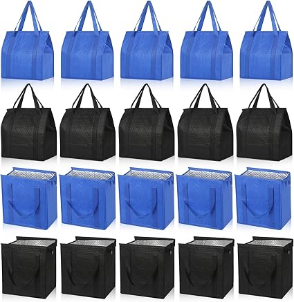 VZZNN 20 Pack Insulated Grocery Cooler Bag, Reusable Foldable Zipper Tote
