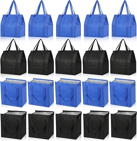 VZZNN 20 Pack Insulated Grocery Cooler Bag, Reusable Foldable Zipper Tote