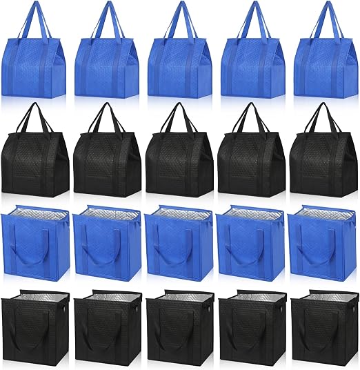 VZZNN 20 Pack Insulated Grocery Cooler Bag, Reusable Foldable Zipper Tote