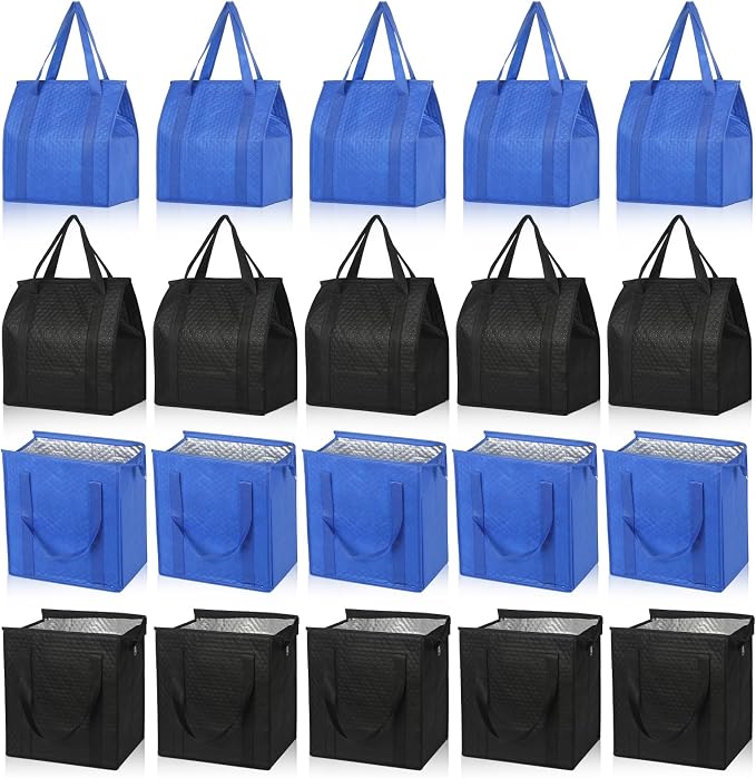 VZZNN 20 Pack Insulated Grocery Cooler Bag, Reusable Foldable Zipper Tote