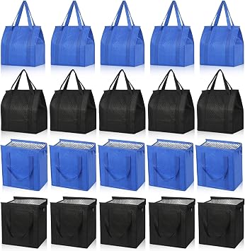 VZZNN 20 Pack Insulated Grocery Cooler Bag, Reusable Foldable Zipper Tote