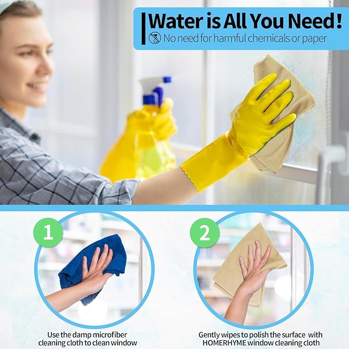 Microfiber Cleaning Cloth - 6 Pack Glasses Cleaning Cloth, 16" x 14" Window Cleaning Rags, Streak Free Lint Free Polishing Cloths Wipes for Eye Glass, Stainless Steel, Windshield, Beige