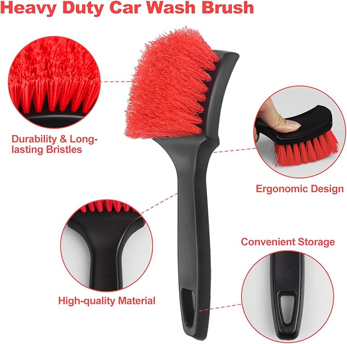 Wheel Brush, Wheel & Rim Cleaner Brush, Tire Brush, Wheel Cleaning Brush, Bendable & Durable Car Wheel Brush Set, Car Detailing Brushes, Wheel Brushes for Cleaning Wheels