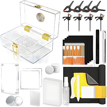 Card Care Clean Kit,Trading Card Cleaning Kit with Heat Pen, Acrylic Humidor， Fixing Jig and EVA Shaping Foam, Suitable 