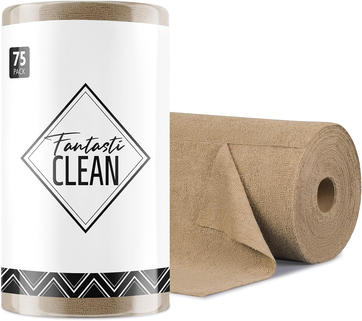Microfiber Cleaning Cloth Roll- 75 Sheets, 12" x 12" (Tan)