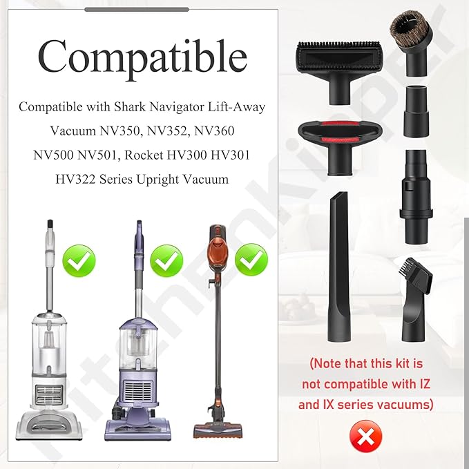 1 1/4" (32mm) Vacuum Attachments Compatible with Shark Navigator Lift-Away NV350, NV352, NV360, NV500 NV501, Rocket HV300 HV301 HV322 Series Vacuum, for Home and Automotive Cleaning