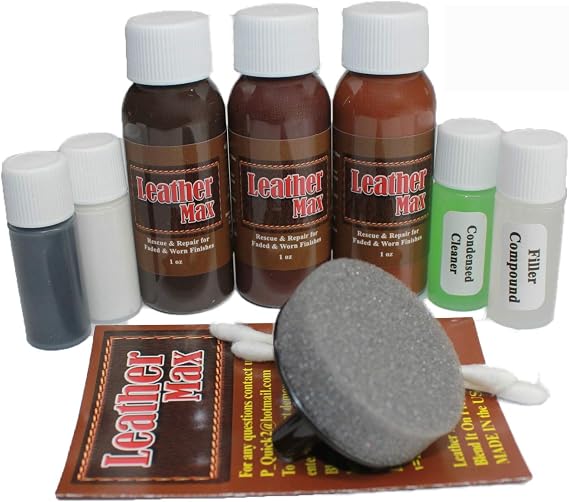 Furniture Leather Max Complete Leather Refinish and Repair Kit/Now with 3 Color Shades to Blend with/Leather & Vinyl Res