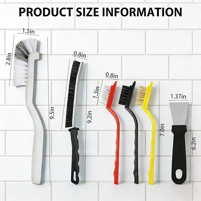 Crevice Cleaning Brush Set (12 Pack) – Hard Bristle Gap Cleaning Tool for Window Tracks, Grout & Bathroom Corners – Thin Deep Cleaning Brush for Kitchen Sink, Sliding Door Tracks & Tight Spaces