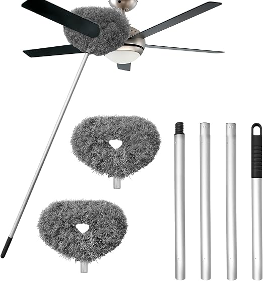 Qyyiguf Ceiling Fan Cleaner Duster,Reusable Microfiber Ceiling Fan Blade Cleaner Duster with Extendable Long Handle Remo
