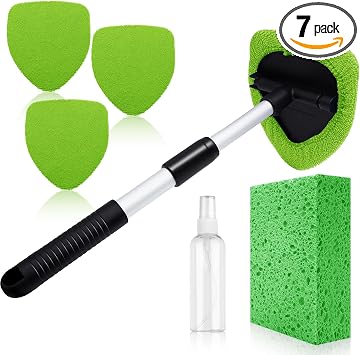 Windshield Cleaner Tool 22.5" L - Car Interior&Exterior Window Cleaning Kit with Extendable Handle&4 Microfiber Pads and