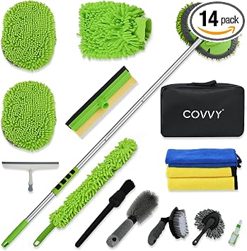 Car Detailing Kit Car Detailing Brush Set 62'' Mop Sponge with Long Handle&Chenille Replacement Head Auto Detailing Brus