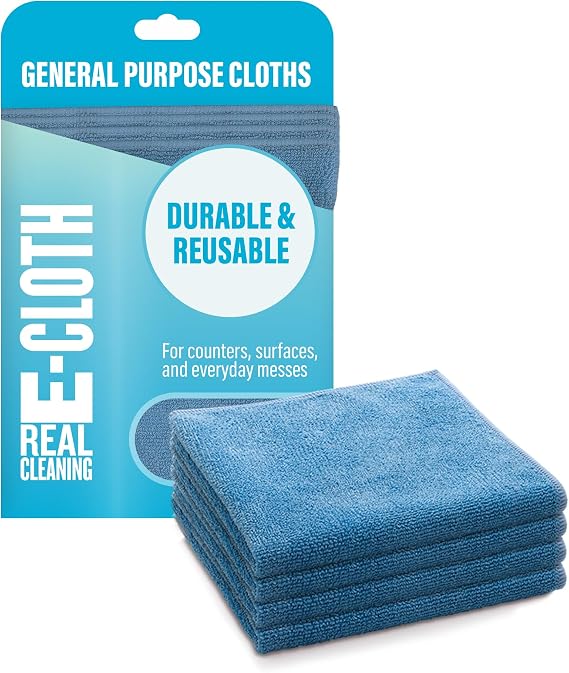 E-Cloth General Purpose Cleaning Cloth Kit, Reusable Cleaning Towel, 4 Pack