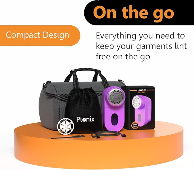 Pionix Fabric Shaver, Sweater Shavers to Remove Pilling, High-Perf Defuzzer, Rechargeable Electric Lint Shaver for Fuzz and Lint Balls from Clothing, Upholstery 2000mah Battery (Hot Purple)