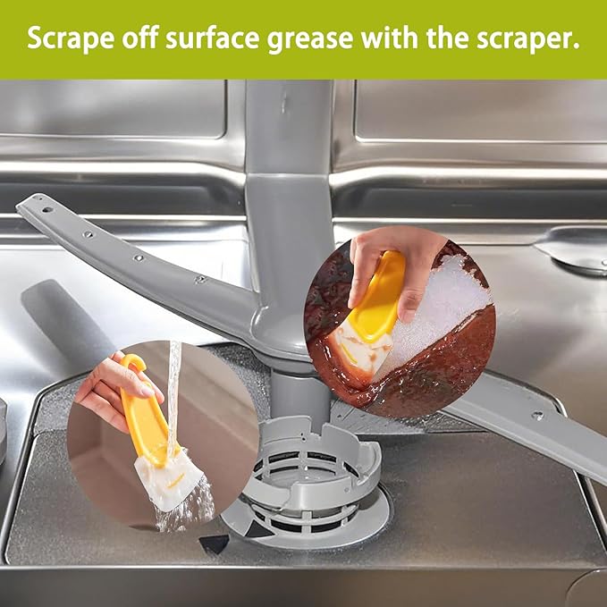 Dishwasher Cleaner Brush Kit - 6PCS Deep Cleaning Tools with Pick, Scraper, Straw Brush, Gap & Angle Brush, Flexible Tubes Brush for Spotless Dishwasher