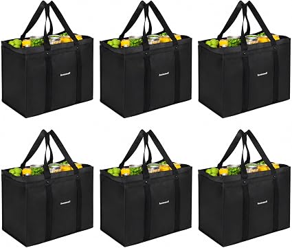 Homemell Heavy Duty Reusable Grocery Bags, Large Shopping Tote Bag, 6 Pack