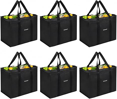 Homemell Heavy Duty Reusable Grocery Bags, Large Shopping Tote Bag, 6 Pack