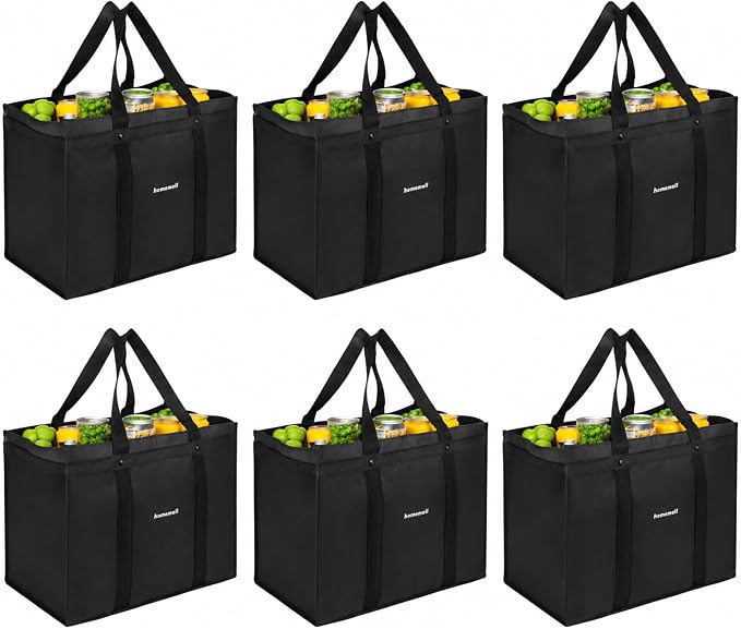 Homemell Heavy Duty Reusable Grocery Bags, Large Shopping Tote Bag, 6 Pack