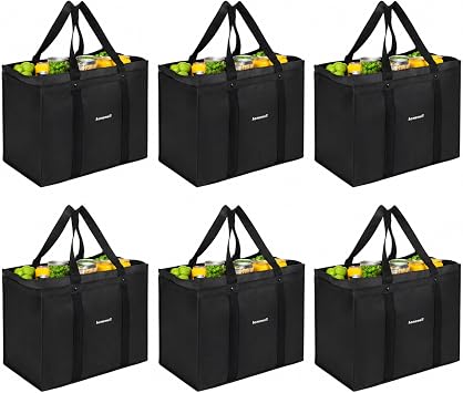 Homemell Heavy Duty Reusable Grocery Bags, Large Shopping Tote Bag, 6 Pack