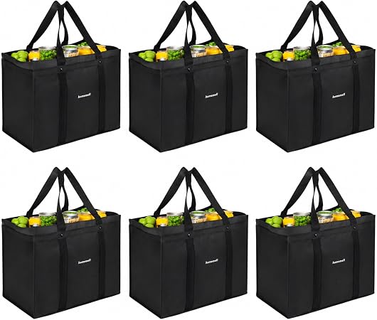Homemell Heavy Duty Reusable Grocery Bags, Large Shopping Tote Bag, 6 Pack