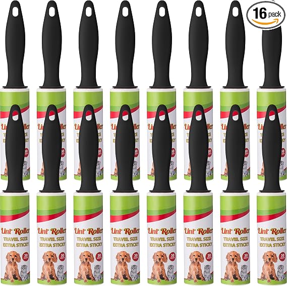 Hushee 16 Pcs Mini Lint Roller for Travel, Portable Pet Hair Remover