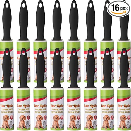 Hushee 16 Pcs Mini Lint Roller for Travel, Portable Pet Hair Remover