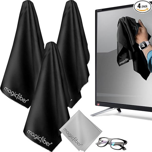 MagicFiber Extra Large Microfiber Cleaning Cloth - Premium Cloth for TV Screens, Windows, Mirrors, Glasses, Lenses, VR, Computers, Monitors, & More