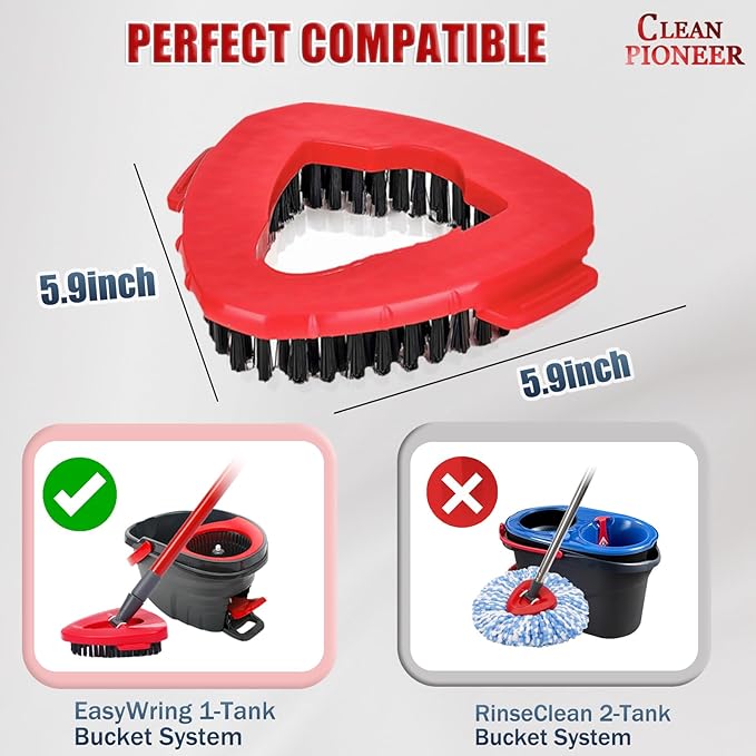 2 Pack Spin Scrub Brush Compatible for Oceda EasyWring 1 Tank System, Shower Scrubber Replacement Head, Hard Bristle Cleaning Brush for Kitchen,Tile and Bathroom