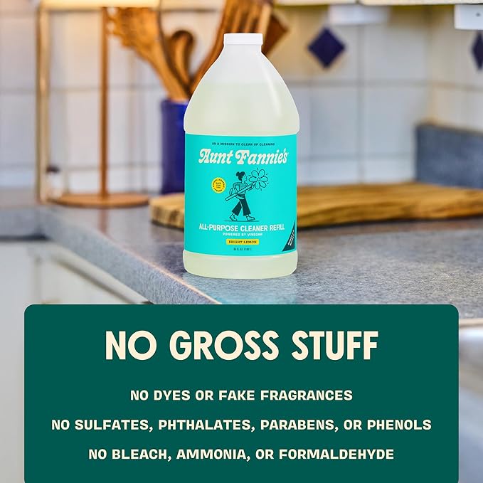 Aunt Fannie's All Purpose Household Cleaner Bundle, Multi-surface Spray and Refill, Powered by Vinegar for Kitchen, Bath, Windows and Countertops, Lemon Scent