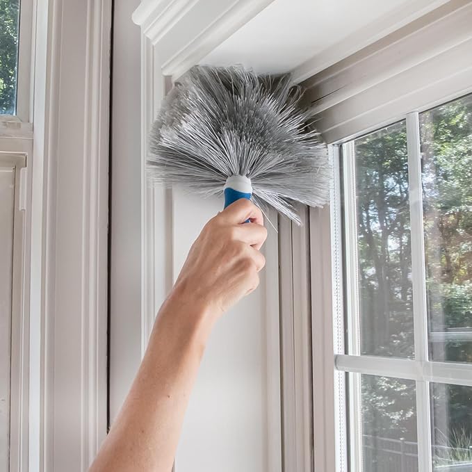 Unger Cobweb & Corner Duster – Dusters for Cleaning, Compatible with Telescopic Poles, Dusting Tools, Great for Ceilings, Moldings, HVAC & Floor Vents, and Corners, White/Black