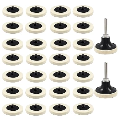 Bonsicoky 2 Inch Compressed Wool Polishing Buffing Pads, 30 Pcs
