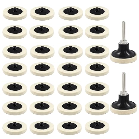 Bonsicoky 2 Inch Compressed Wool Polishing Buffing Pads, 30 Pcs