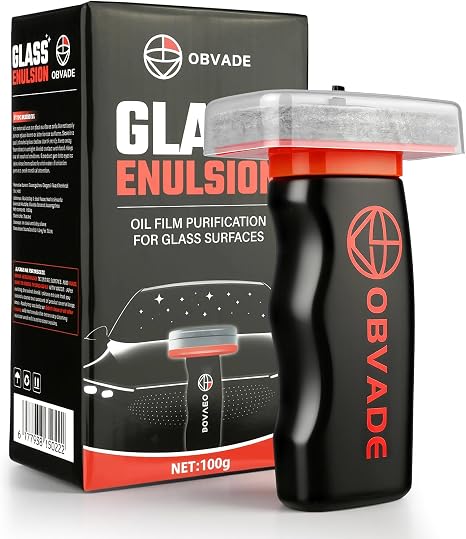 Car Glass Oil Film Cleaning Brush Kit, Windshield Cleaner Tool with Cleaning Emulsion for Auto Windshield Window Mirror,