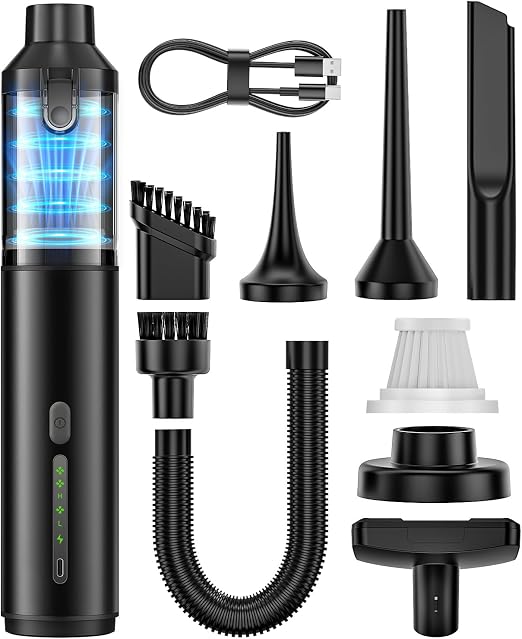 Car Vacuum Portable Cordless Handheld Vacuum Cleaner 4-in-1 Mini Cordless Vacuum with 2 Suction Modes and 16800pa Suctio