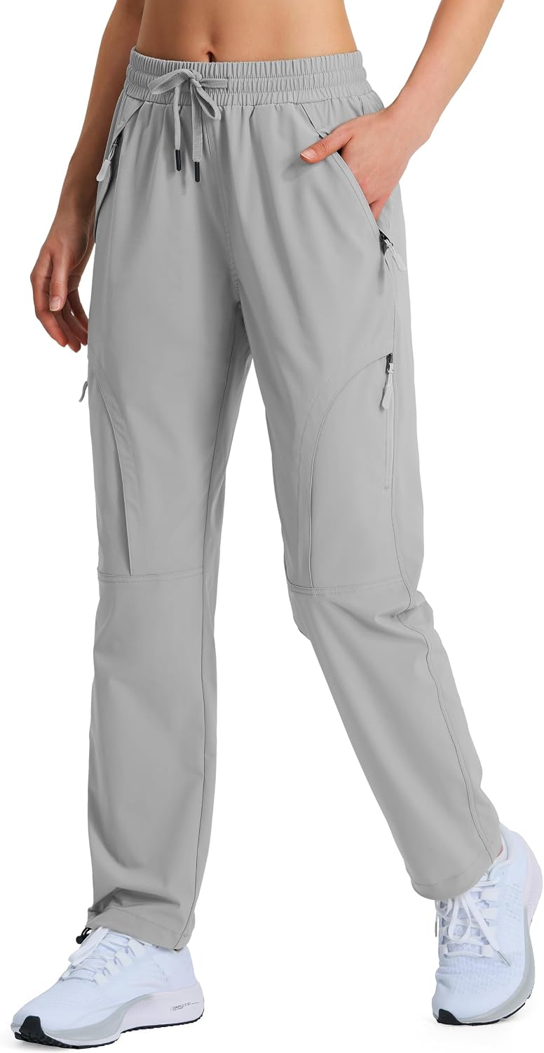 Women's Lightweight Hiking Cargo Safari Pants with Zipper Pockets