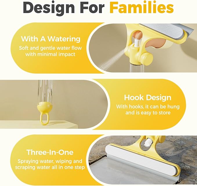 3 in 1 Window Cleaning Scraper, 2025 New All-Purpose Cleaner Spray Squeegee for Car Home Kitchen Window,3 in 1 Spray Window Squeegee Cleaner Scraper (White)