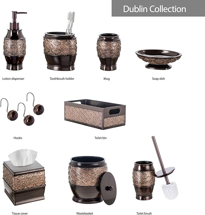 Creative Scents Dublin Brown Toilet Brush Set - Toilet Bowl Cleaner Brush and Holder - Decorative Toilet Bowl Scrubber - Space Saving Designed Toilet Bowl Cleaner