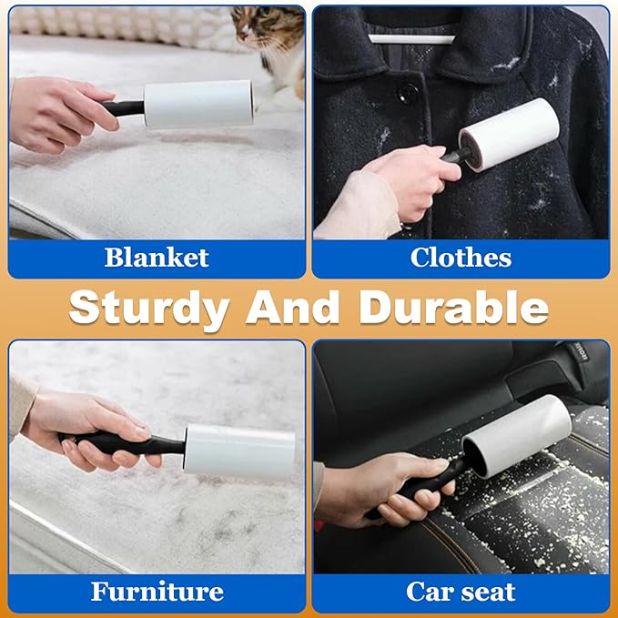 Lint Roller 440 Sheets with 2 Extra Handles, Pet Hair Remover for Laundry, Extra Sticky Lint Rollers for Pet Hair on Clothes, Furniture, Car - Dog & Cat Hair Removal Tool