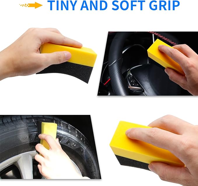 12 Pcs Tire Applicator Dressing Shine Sponge, Tire Dressing Applicator Pads, Color Polishing Sponge for Car Glass, Painted Steel & Porcelain