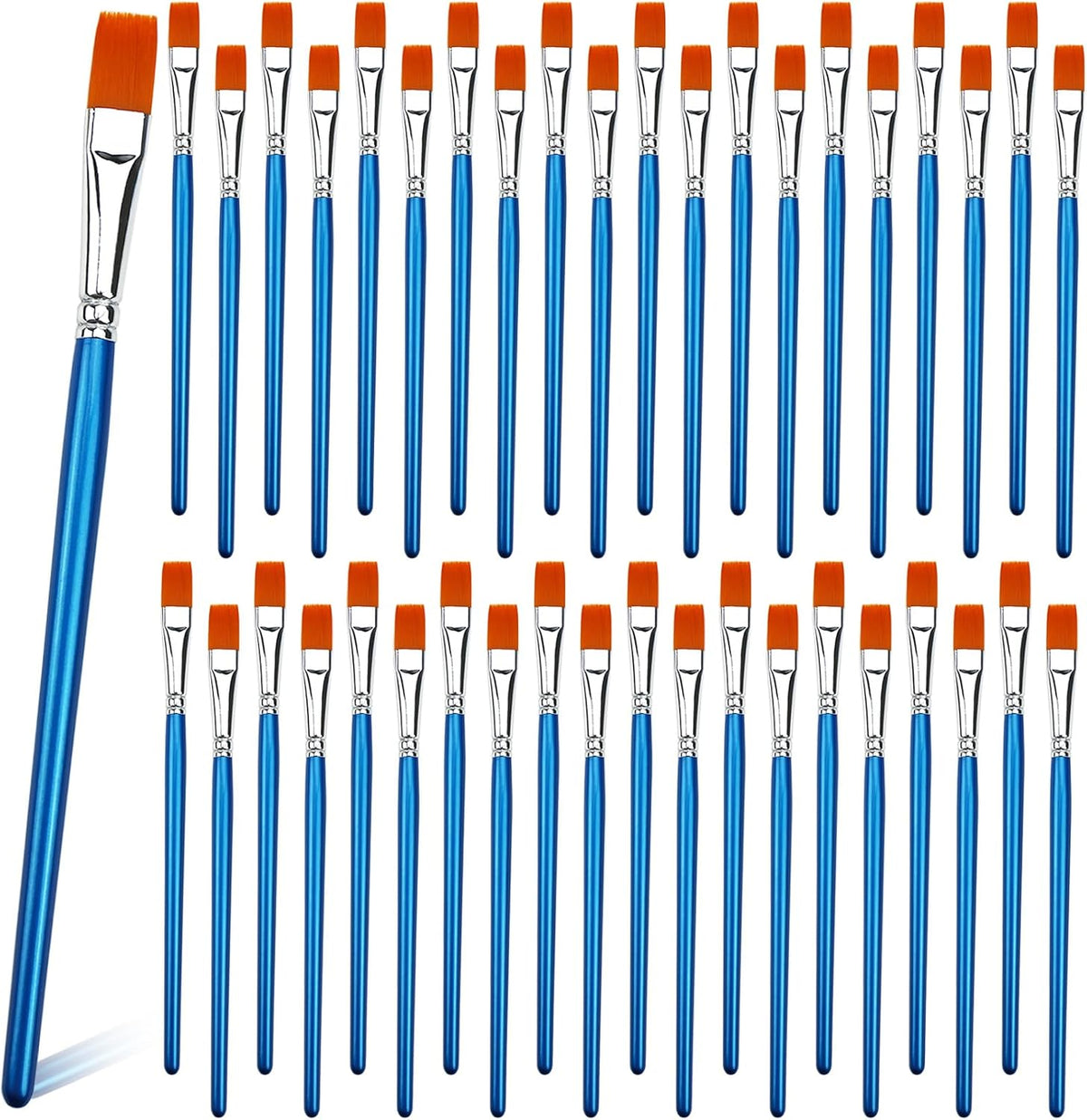 1/2 Inch Flat Paint Brush Set, 40 Bulk Acrylic Paint Brushes
