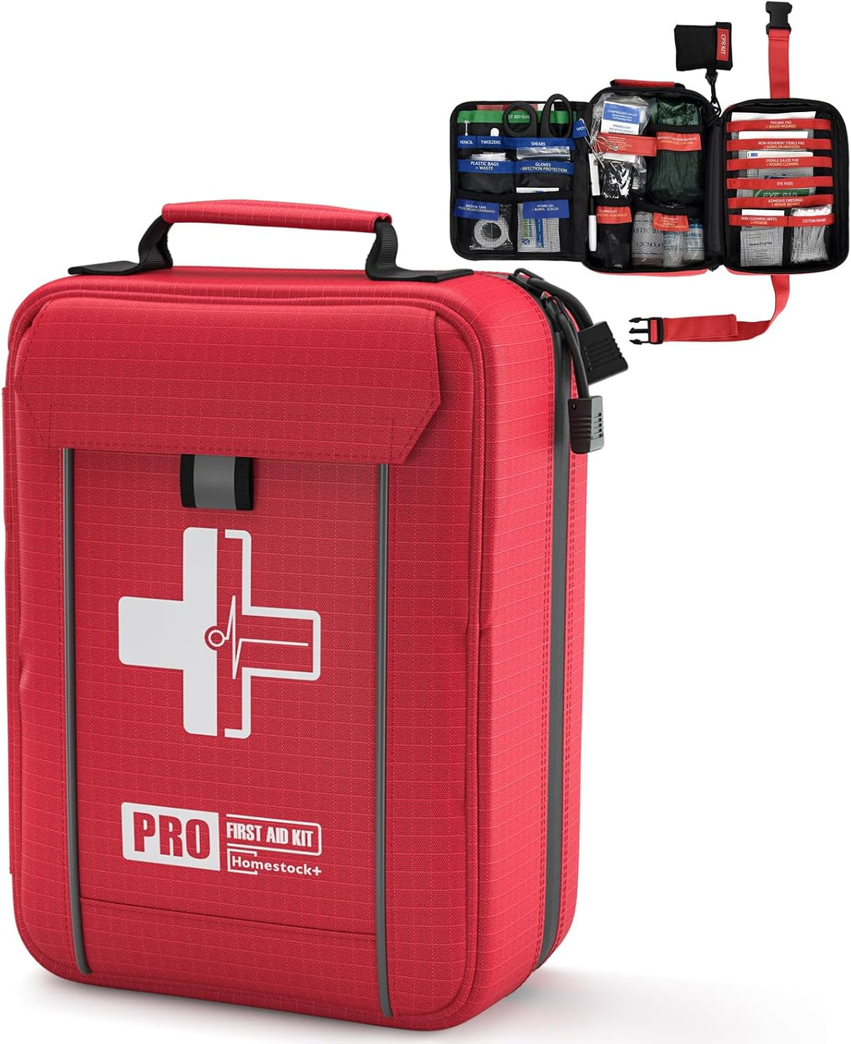 First Aid Trauma Kit,Comprehensive First Aid Kit with Labelled Compartments, Molle System Emergency Kits for Cars, Home, Office, Backpacking, Camping, Traveling, and Cycling-265 Piece