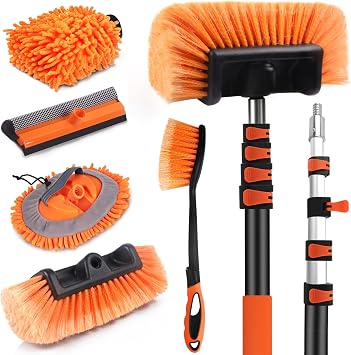 18 FT Reach Car Wash Brush with Long Handle, Car Cleaning Kit